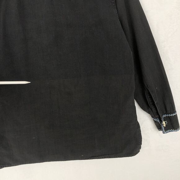 VTG VICKI Hand-Embroidered Mexican Jacket Sz 16 Black Pockets Toggle Folk L/S - Picture 12 of 13